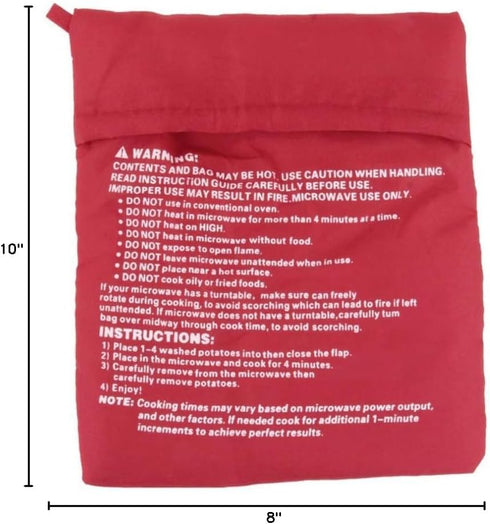 UPSTORE 4PCS 4 Red Microwave Potato Bags Reusable Baked Bag Potato Microwave Baking Pouches for Potato Pouch Cooking