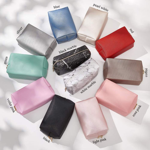PU Leather Cosmetic Bag for Women, Minimalism Makeup Pouch for Daily Use, Portable Water-resistant Toiletry Bag, Coffee