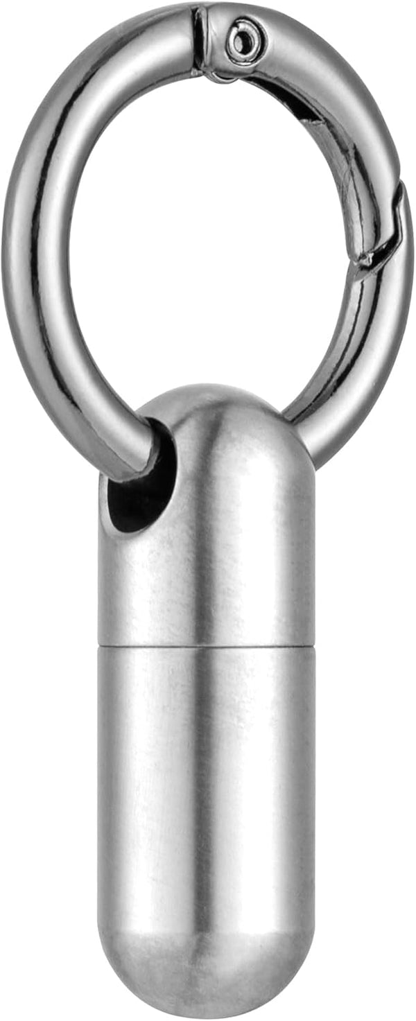 Titanium Keychain Pill Holder, Small Waterproof Pill Case Container with Carabiner Clip for Travel
