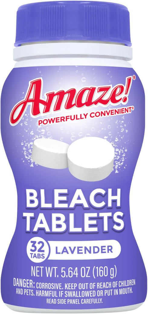 AMAZE Ultra Concentrated Bleach Tablets, 32 tablets - Lavender Scent for Laundry and Home Cleaning