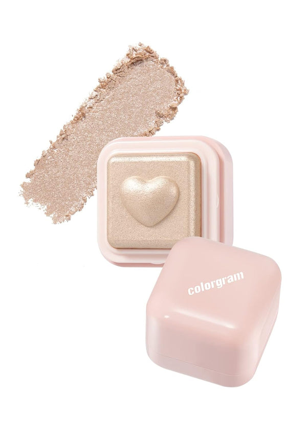 COLORGRAM Milk Bling Heartlighter 01 Peach Heart, Silky Smooth Creamy Highlighter for Natural Glow