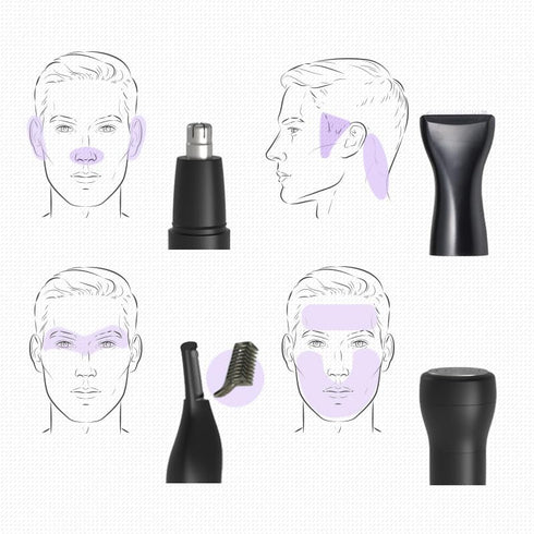 Nose Hair Trimmer for Men, Rechargeable 4-in-1 Grooming Trimmer for Eyebrow Hair Removal, No Pull No Snag