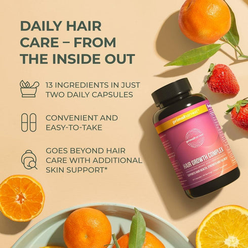 Primal Harvest Hair Growth Vitamins for Women & Men, 60 Pills, Natural Hair Thickening with Biotin & Zinc
