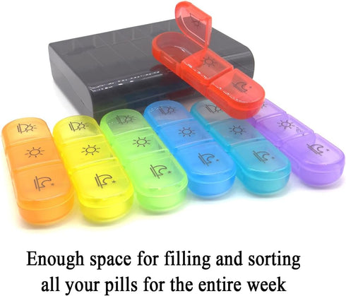 Wopanxye 7-Day 3 21 Travel Pill Organizer, Times a Day, AM PM Pill Box Tray with One-Side Large Opening for Easy