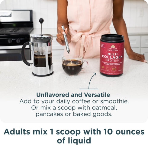 Ancient Nutrition Collagen Powder Protein with Probiotics, Multi Collagen Protein with Vitamin C, 40 Servings,