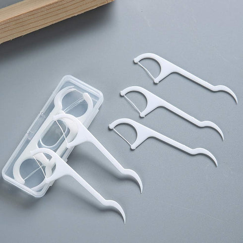 100 Pcs Disposable Dental Floss Sticks, Teeth Cleaner Oral Care with Portable Plastic Case