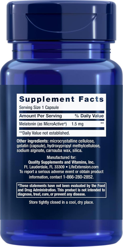 Life Extension Melatonin IR/XR, 1.5 mg, Immediate and Extended-Release Formula for Sleep Support, 60 Capsules