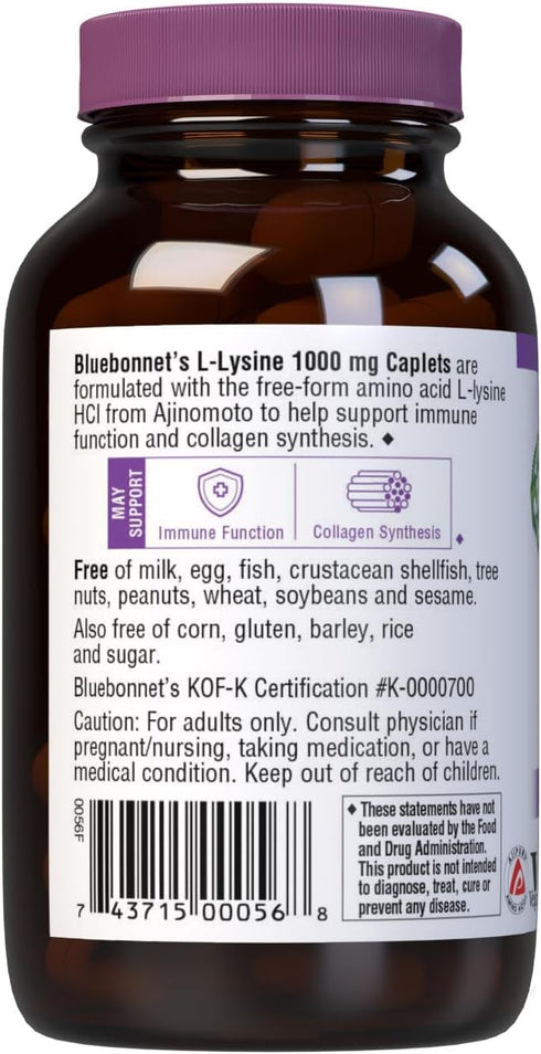 Bluebonnet L-Lysine 1000 mg Caplets, 50 Count