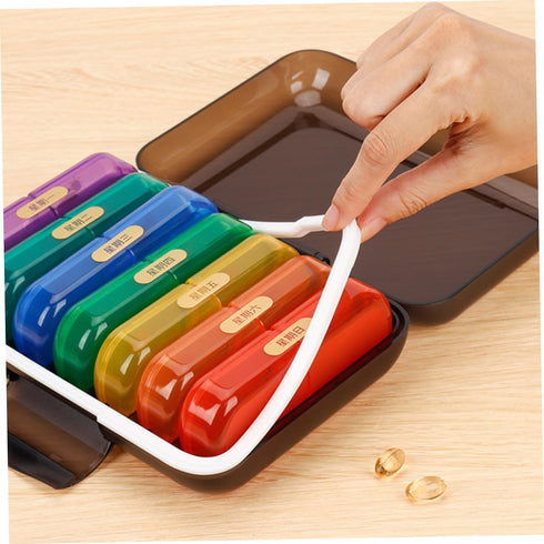 minkissy Portable Weekly Pill Organizer Multi-Color Medicine Case with Compartments for Travel Easy to Use Durable