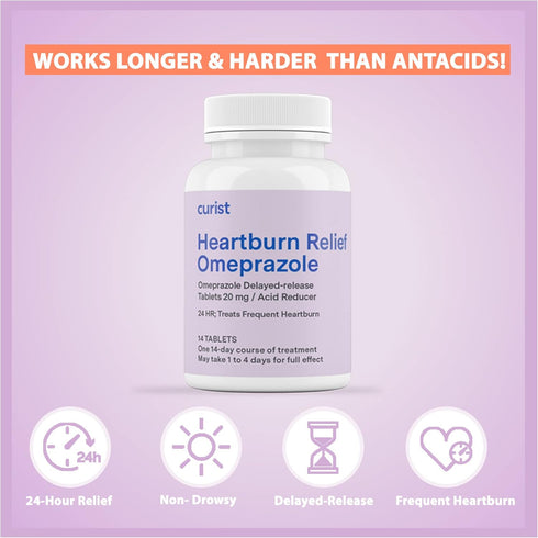 Curist Omeprazole 20mg Tablets Bulk Pack - 84 Count Delayed-Release Tablets for Acid Reflux Relief (2 Pack)