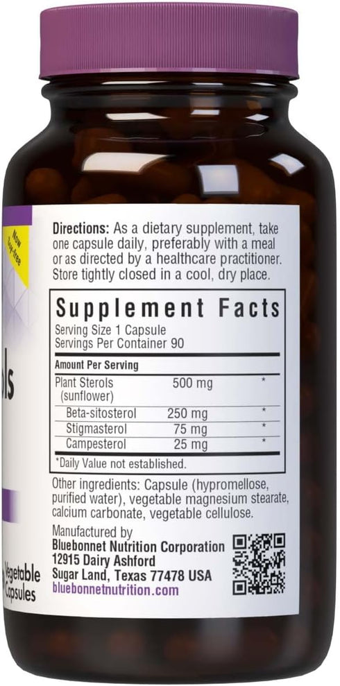 Bluebonnet Nutrition Plant Sterols 500mg, 90 Vegetable Capsules - Heart Health Supplement