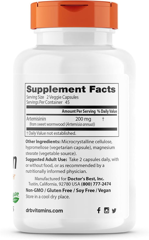 Doctor's Best Artemisinin, Non-GMO, Vegan, Gluten Free, 90 Veggie Caps