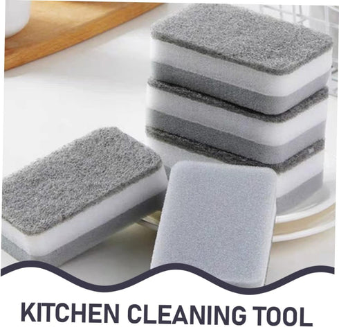 Housoutil 10pcs Sponge Scouring Pad, Kitchen Scrub Sponges for Washing Dishes, Pan Cleaner Brush