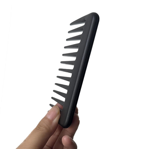 Mini Wide Tooth Comb - Small Travel Hair Detangling Comb for Curly Wavy Hair (Black)