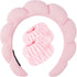Spa Headband & Wrist Towels Set for Washing Face, Terry Cloth Fabric, Pink