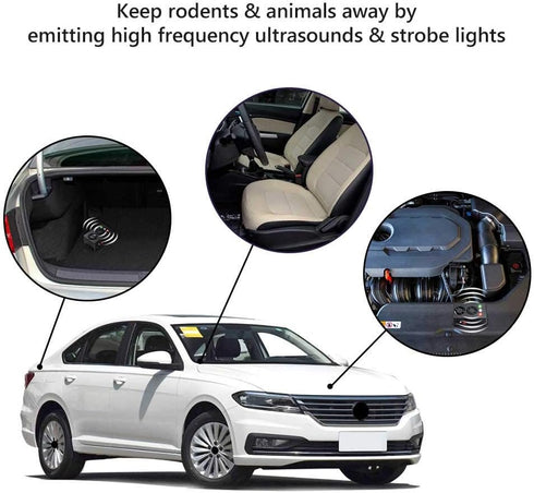 Under Hood Rodent Treatment Repeller, Battery Operated Mouse Reducer with Strobe Lights