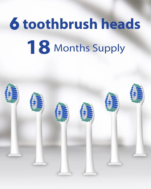 MySmile Electric Toothbrush Replacement Heads, 6 Packs (White)