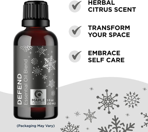 Set Maple Holistics Essential Oils - Day and Night Essential Oil Blends for Diffuser with Protect Defend and Chill