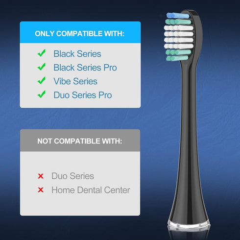 Replacement Toothbrush Heads - Compatible with AquaSonic Black Series, Vibe Series, Pack of 5