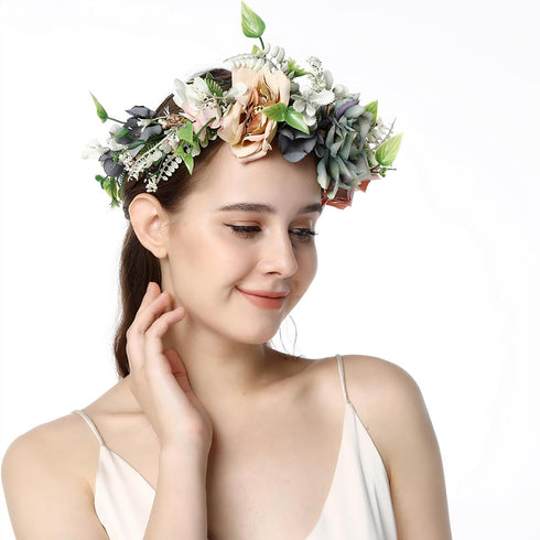 Vivivalue Fairy Flower Crown, Woodland Floral Headband, Elven Circlet Accessory for Women Girls Halloween Cosplay