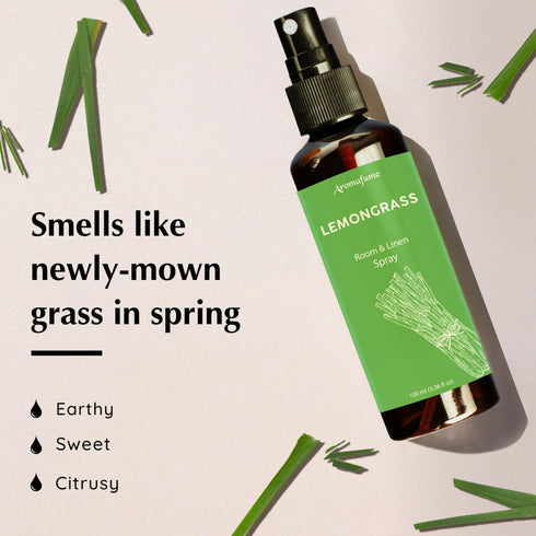 Lemongrass Room Linen & Pillow Spray by Aromafume, 100ml with Pure Lemongrass Essential Oil for Relaxation