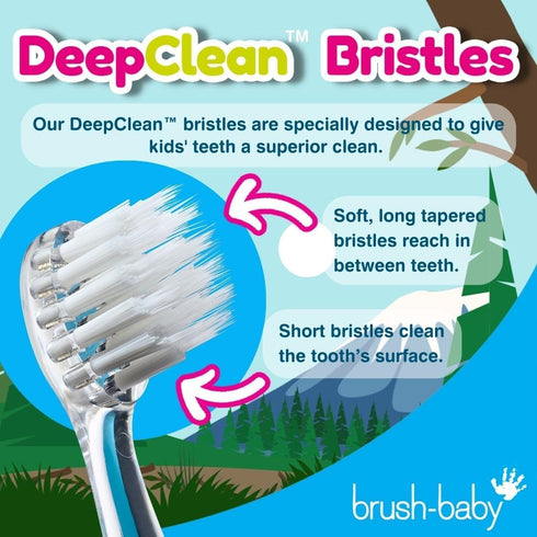 brush-baby WildOnes Kids Electric Rechargeable Toothbrush Bear - 1 Handle, 3 Brush Heads, USB Charging Cable (Ages 0-10)