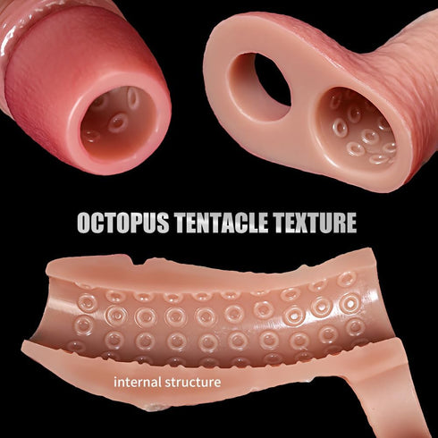 Linsetoy 6.7'' Girth Thick Realistic Penis Sleeve Cock Sleeve,Cock Ring Penis Extender Ultra-Soft Silicone Cock Sleeve