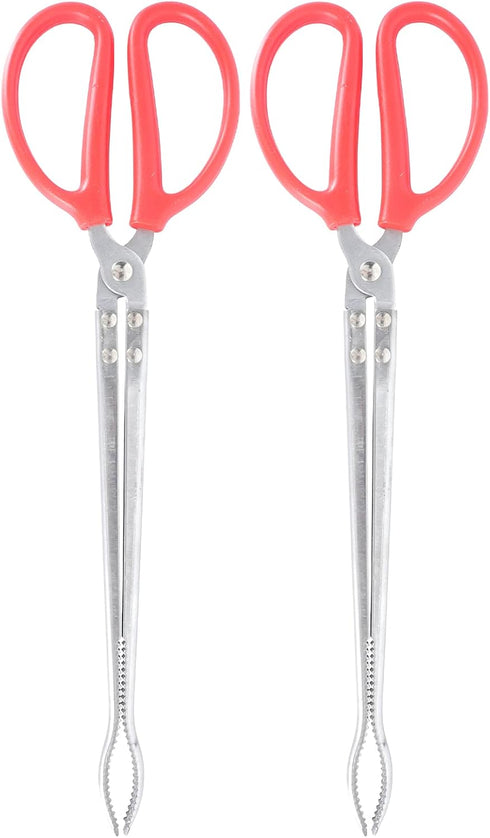 YARDWE 2pcs Stainless Steel Trash Tongs, Scissor Tongs for Grill Camping Fire Pit Tool, Heavy Briquetting