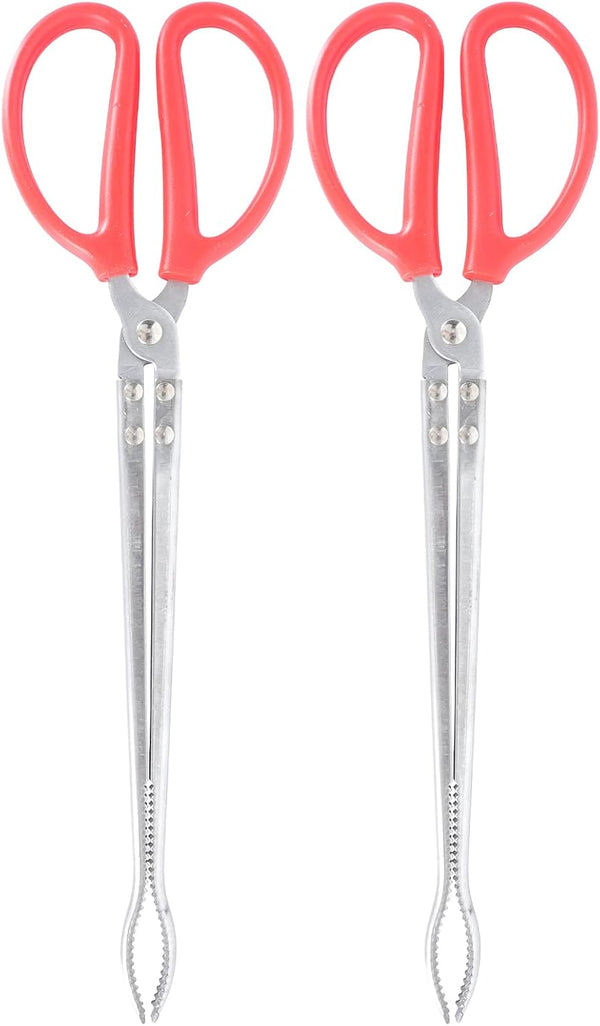 YARDWE 2pcs Stainless Steel Trash Tongs, Scissor Tongs for Grill Camping Fire Pit Tool, Heavy Briquetting