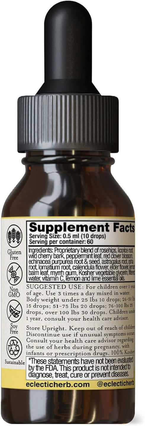Eclectic Herbs Kid's Herbal Biotic, 1 fl oz (30 ml) - Non-GMO, Gluten-Free, Organic Wildcrafted