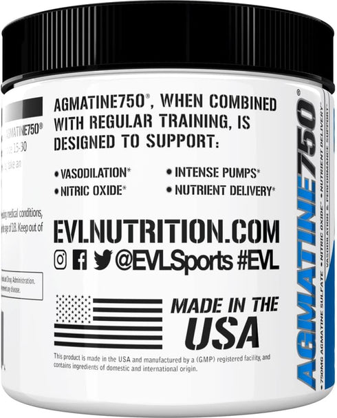 Evlution Agmatine Sulfate Nitric Oxide Powder - High Strength Supplement for Muscle Growth & Recovery