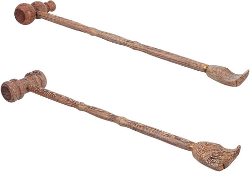 MAGICLULU Wooden Dual-use Massage Hammer 2pcs Set, Handheld Back Scraper and Body
