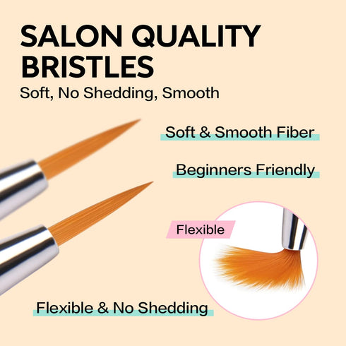 AIMEILI Nail Art Brushes Set, Dual-ended Nail Art Liner Brush Pen for Gel Polish Painting Tools