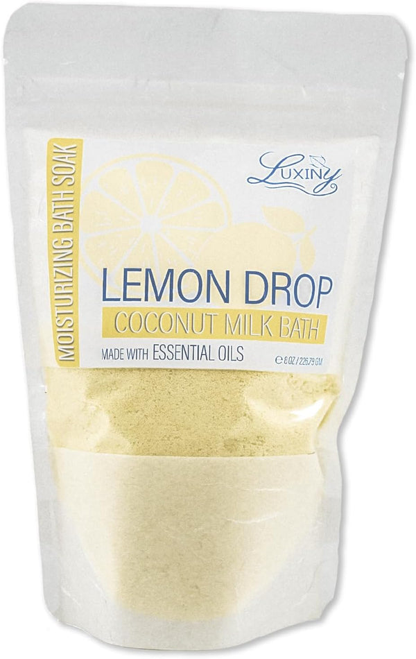 Vegan Milk Bath Soak with Moisturizing Coconut Milk Powder, Essential Oil, & Sweet Almond Oil, 8oz (Lemon Drop)