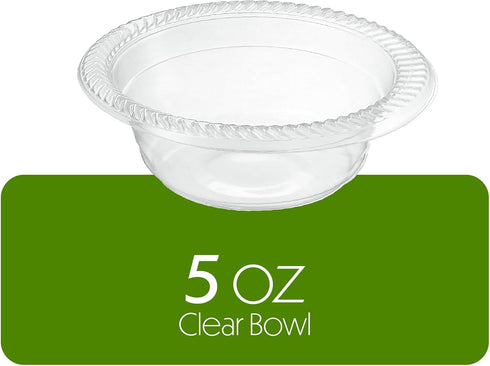 PLASTICPRO 40 Pack Clear Plastic Soup Bowls, 5 oz Durable Disposable Small Bowls for Parties, Events, BBQ
