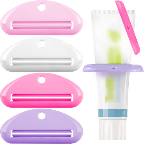 TKYZMS 4 Pcs Toothpaste Squeezer,Plastic Toothpaste Tube Squeezer Toothpaste Dispenser Hanging Toothpaste Clip