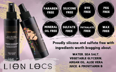 Lion Locs Starter Twist and Lock Spray | Vegan Sea Salt Mist with Essential Oils & Aloe for New Dreadlocks (4oz)