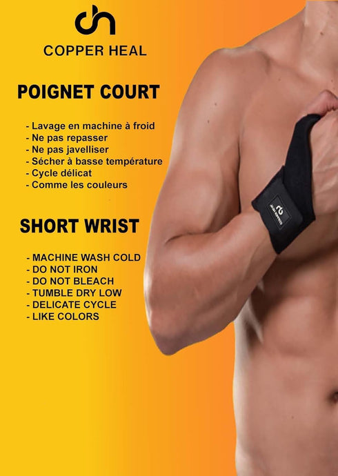 COPPER HEAL Short WRIST Brace Compression Sleeve, Adjustable Bandage for Carpal Tunnel, Right & Left Hands