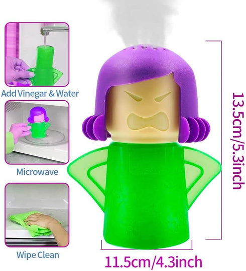 Abnaok 2PCS Angry Mom Microwave Cleaner and Chilly Mama Fridge Deodoriser, Clean in Minutes with English Manual