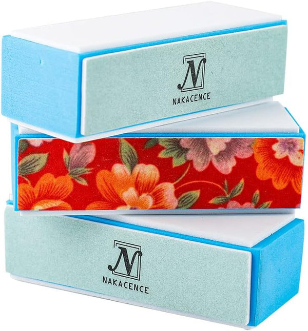 Nail Buffer Block & Shine Kit - 4-Way Nail Files and Buffers, 3 Step Mini Natural Nail Polisher Pack of 3pcs