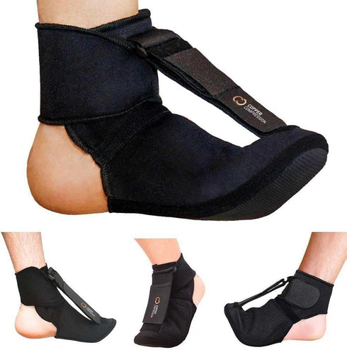 Copper Compression Plantar Fasciitis Night Sock, Soft Foot Stretching Boot for Pain Recovery