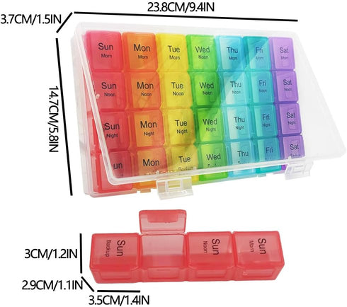 SHUNCHG 7 Organizer,4 Large Day Weekly Pill Times a Day with Moisture-Proof Design,Portable Pill Box with Double