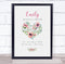 The Card Zoo New Baby Birth Details Christening Nursery Floral Heart Keepsake Gift Print