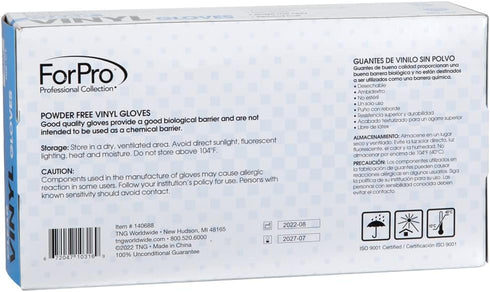 ForPro Disposable Vinyl Gloves, Clear, Industrial Grade, Powder-Free, Latex-Free, Non-Sterile, Food Safe, 100-Count,