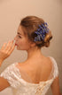 Women Royal Sapphire Opal Hair Comb, Bridal Blue Crystal Flower Wedding Accessory, Gift for Her, Party Headpiece