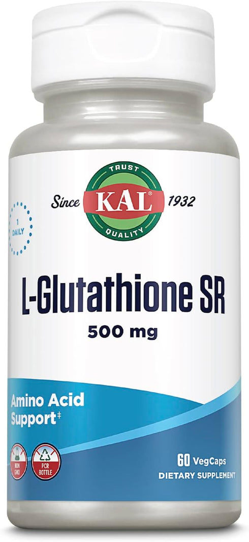 KAL L-Glutathione SR - Reduced Glutathione Supplement, High Absorption Antioxidant, 60 VegCaps