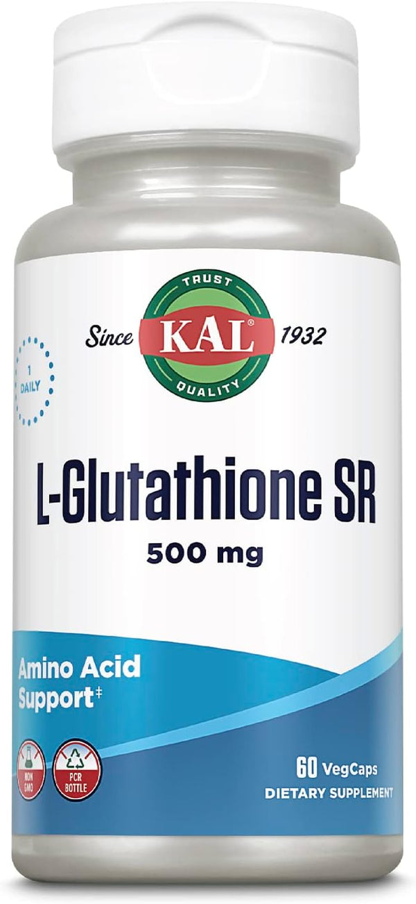 KAL L-Glutathione SR - Reduced Glutathione Supplement, High Absorption Antioxidant, 60 VegCaps