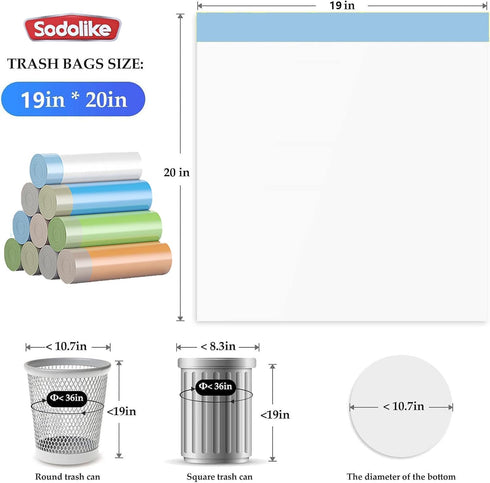 Small Drawstring Trash Bags 4 Gallon, 108 Count, Colored Thick Unscented Plastic Wastebasket Bags