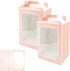Large Gift Boxes, 10 Pcs Pink Tote Paper Bags with Transparent Window, 9.8 x 7 x 5.1" for Wedding Party