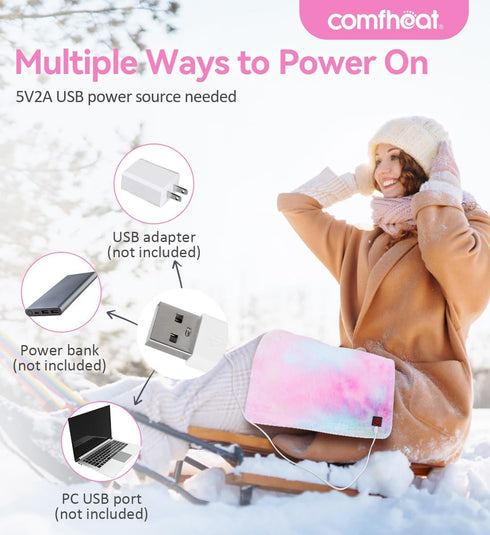 USB Heating Pad - 5V Heated Travel Pads for Car Airplane, 3 Heat Settings, Auto Shut Off, Pain Relief (16"x 12")